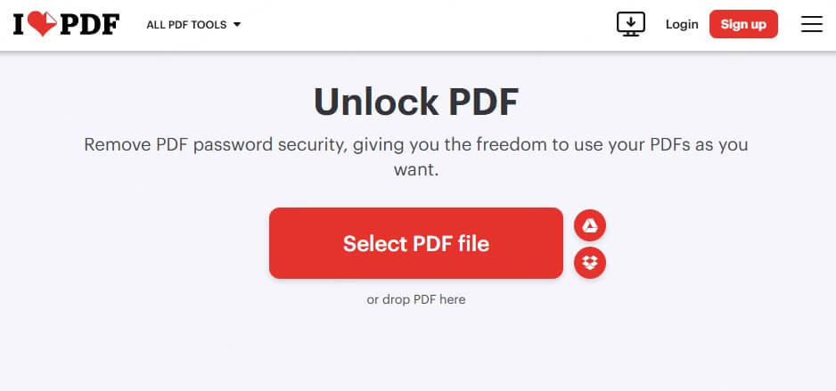 upload your pdf file to ilovepdf