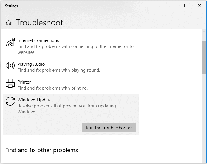 use windows update troubleshooter