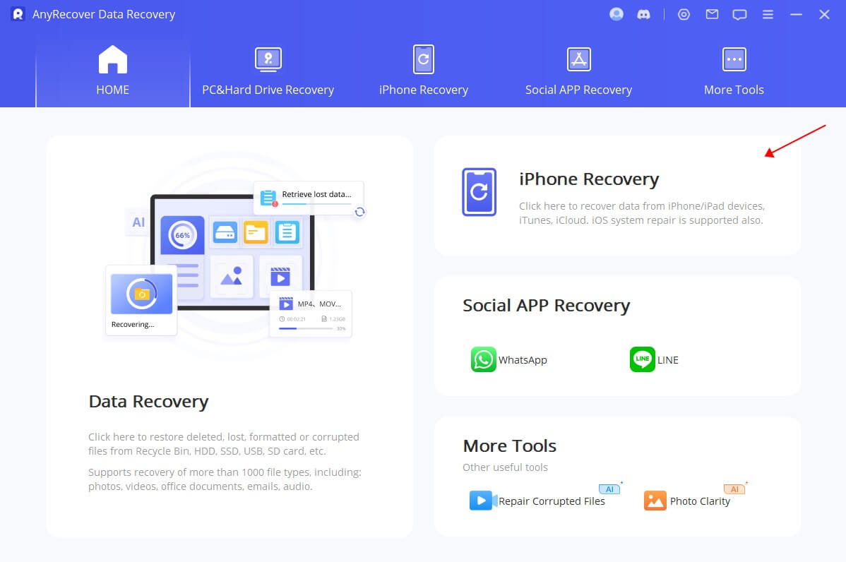 anyrecover iphone data recovery software
