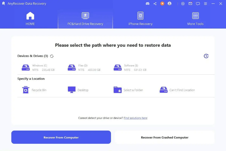 anyrecover interface