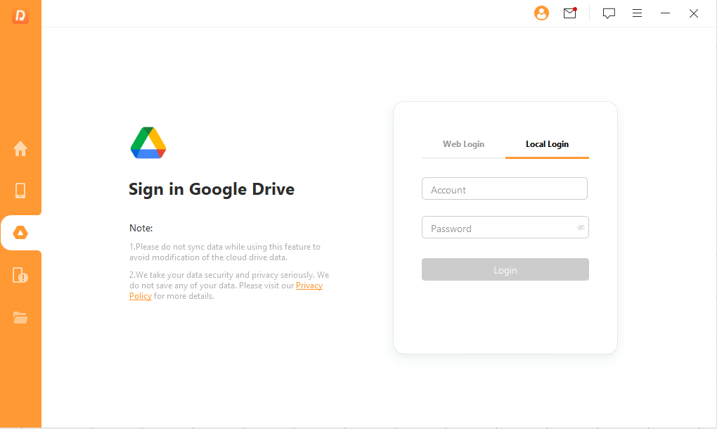 log in Google Drive 