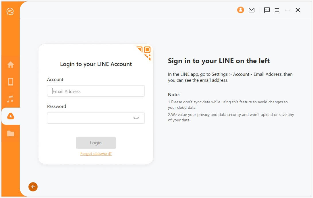 sign in to LINE account on computer