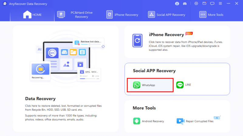 choose recover WhatsApp data from device storage