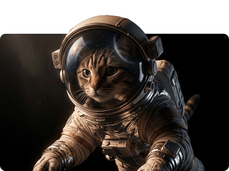 cover of a cat floating in space wearing a spacesuit