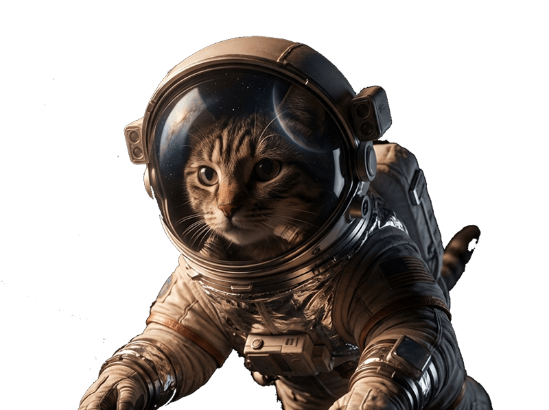 cover of a cat floating in space wearing a spacesuit