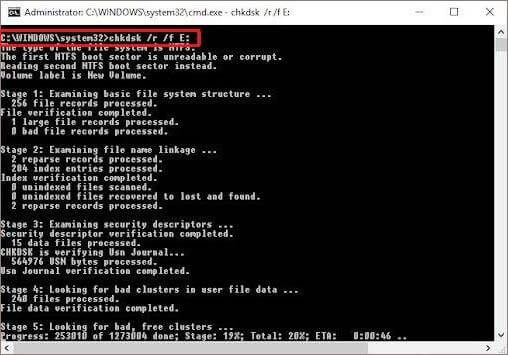 fix broken images with chkdsk scan