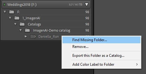 find missing folder in lightroom