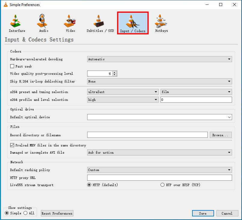 input/codecs