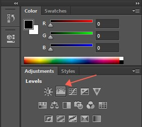 adjust shadow with level panel