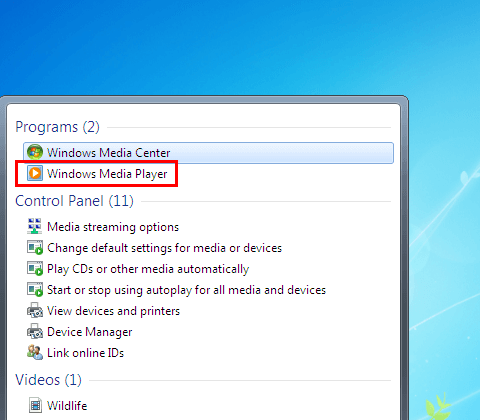 open windows media player