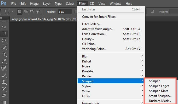 sharpen details with sharpen tool