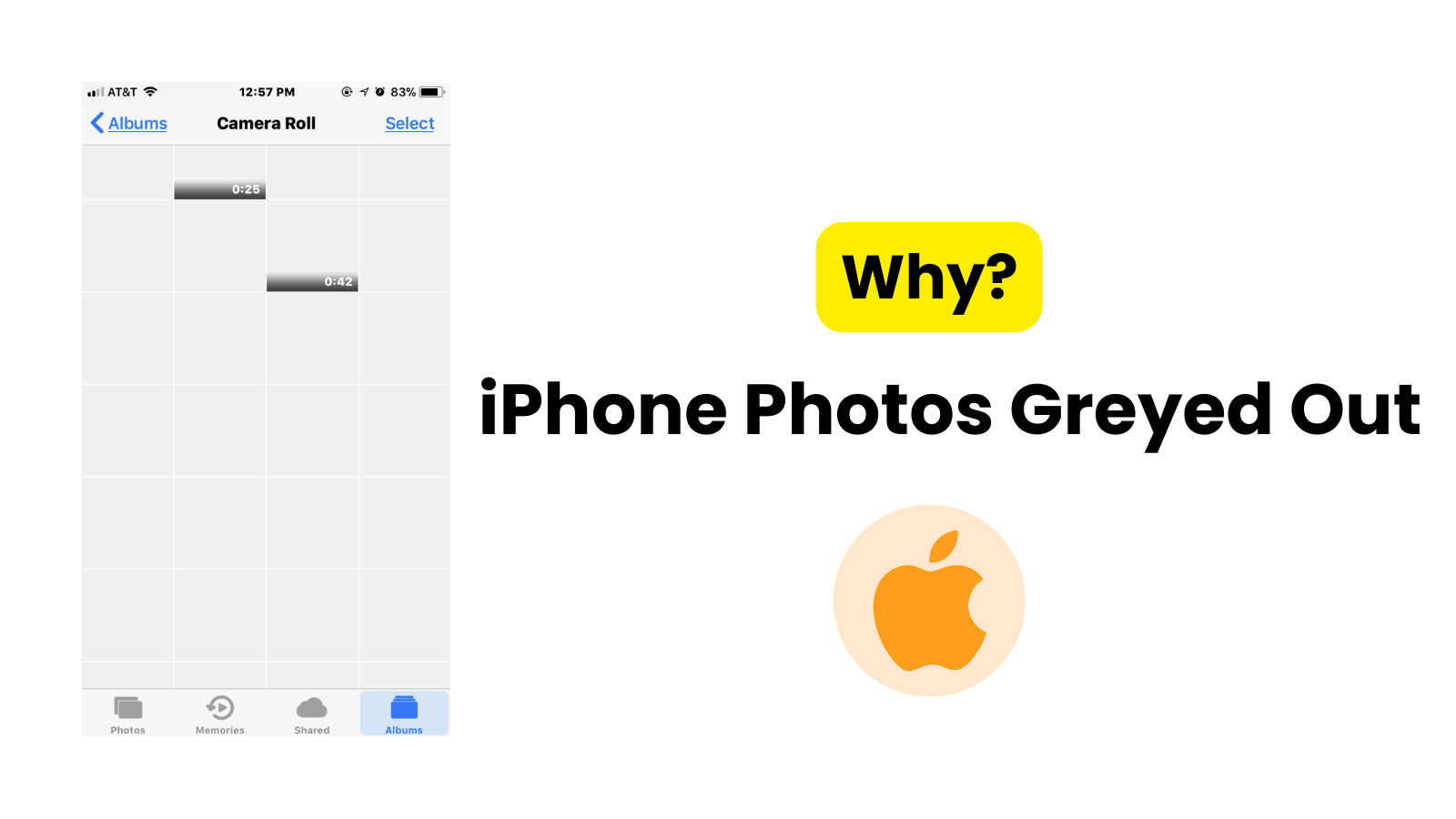 why iphone photos greyed out