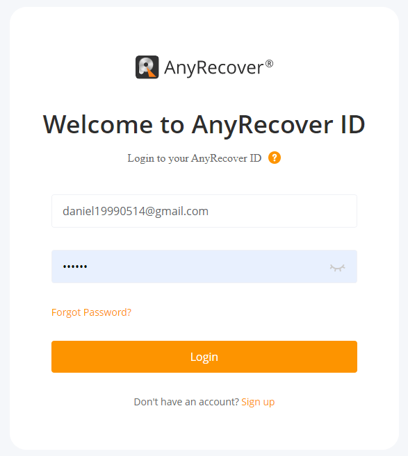 AnyRecover Membership Login