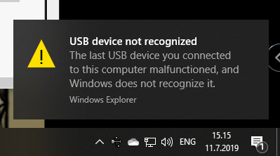 USB device is not recognized