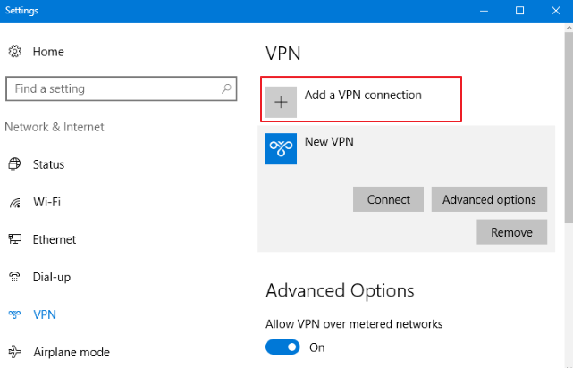 add a vpn connection