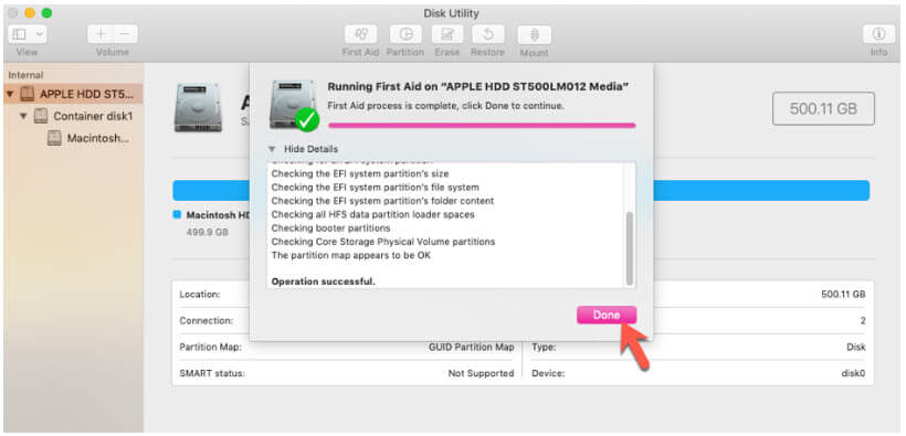 allow disk utility to repair drive