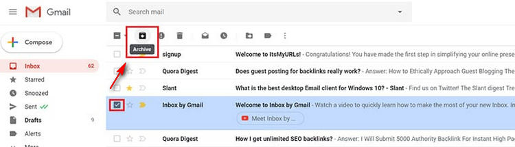 Archive message in Gmail