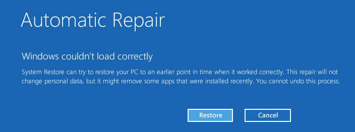 Windows Couldn't Load Correctly - Automatic Repair