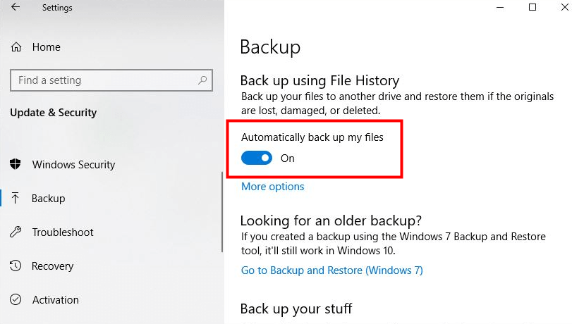 automatically back up my files