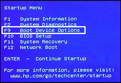 boot device options