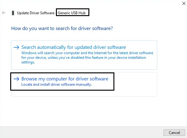 browse my computer for driver software