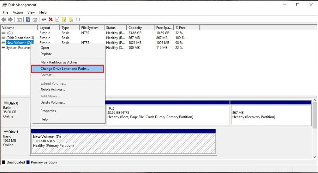 change drive letter and paths