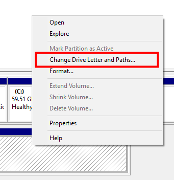 change drive letter and path