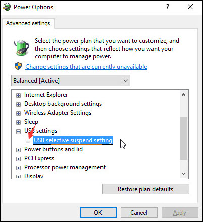 expand usb settings