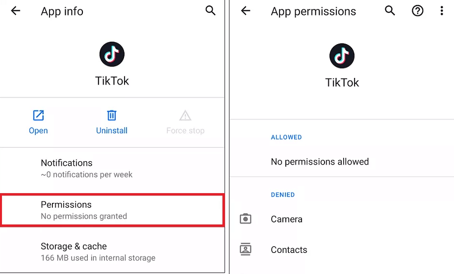 check tiktok permissions