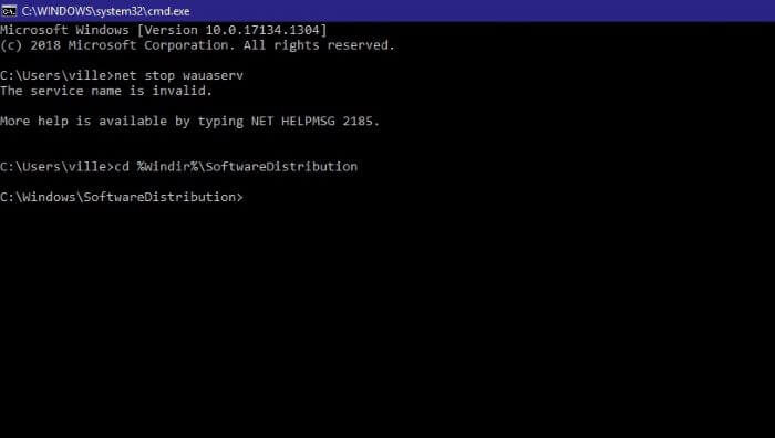 clear windows update cache through command prompt