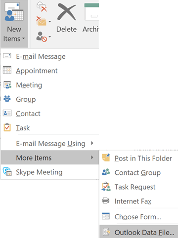 create-new-item-outlook