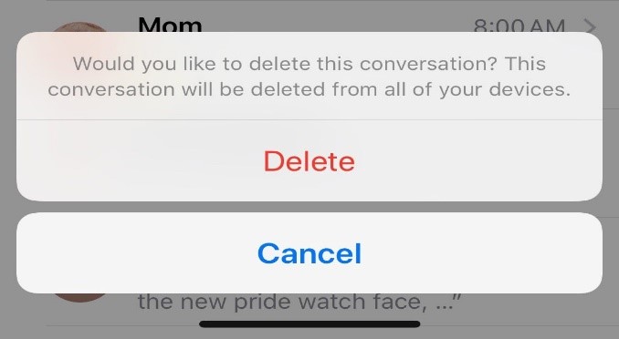 delete messages iPhone