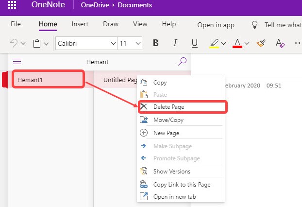 delete onenote notebook from onedrive