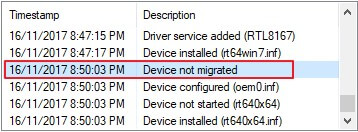 device not migrated