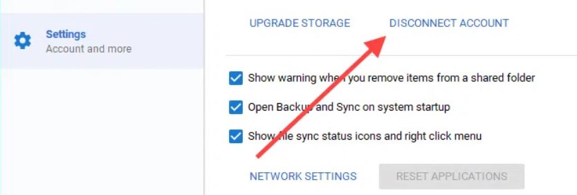 disconnect google backup and sync account