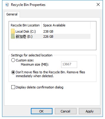 how to permanently delete files on pc by setting recycle bin