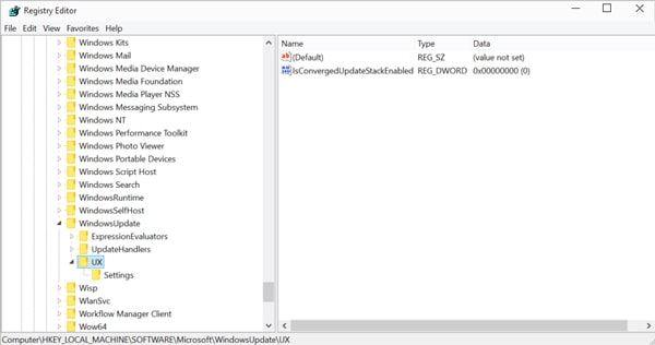 edit the converged update stack file in regit