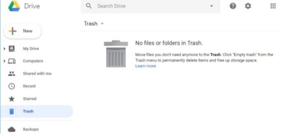 empty trash on google photos android