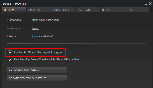 enable the steam overlay in game