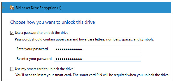 use a password to unlock the drive