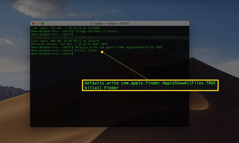 enter commands in terminal