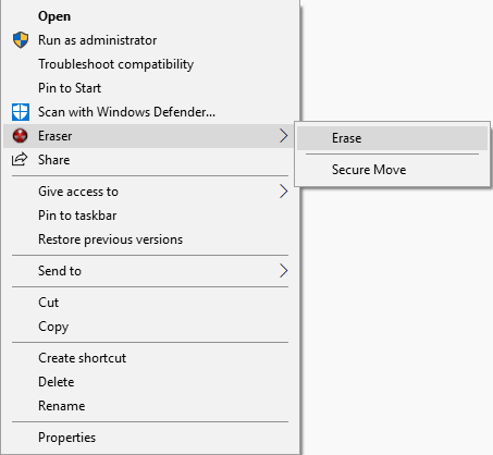 how to permanently delete files from computer via eraser
