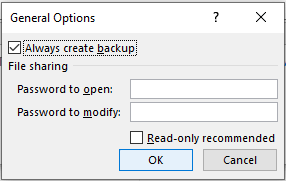 Select Always create backup