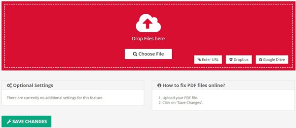 PDF2GO online pdf repair tool