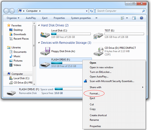 format-flash-drive-menu