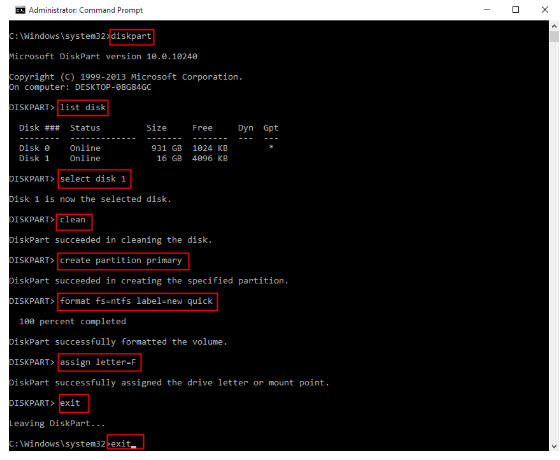 undo esd-usb with command prompt