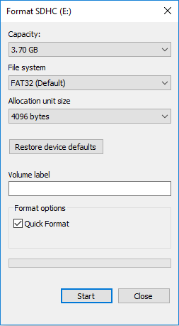 format sd card with file explorer