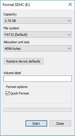 format raw sd card with file explorer