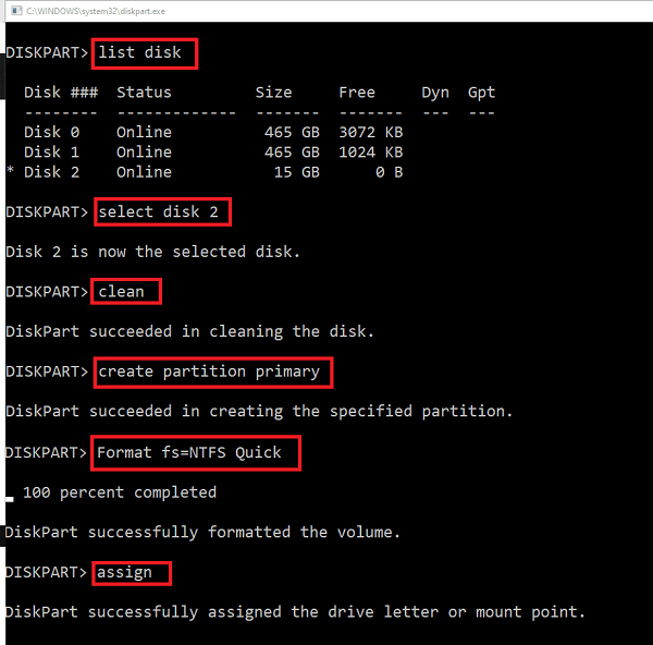 format cmd command usb