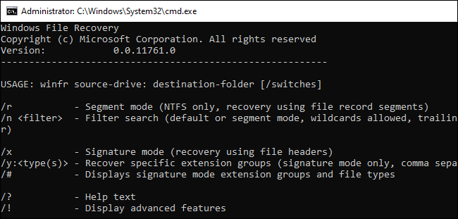 Instructions of Windows File Recovery